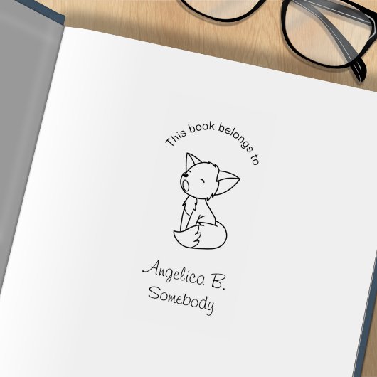 スリーピーリトルキツネ蔵書票 ラバースタンプ