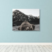 スリーピーレイジーベアキャビン素朴デコール キャンバスプリント (インサイチュ (ウッドフロア))