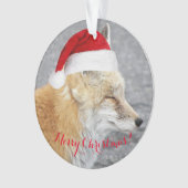 スリーピーレッドキツネ着用レッドサンタハットホリデー オーナメント (正面)