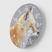 スリーピーレッドキツネ自然写真 ラージ壁時計 (傾斜)