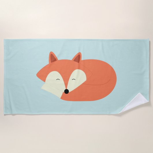 スリーピーレッドキツネ ビーチタオル (正面)