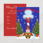 スリーピー小妖精や小人クリスマスパーティの招待状 招待状 (正面/裏面)