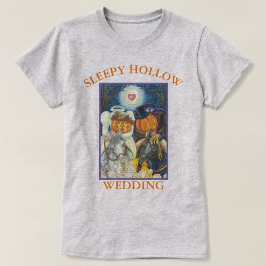 スリーピー結婚ホローのハロウィーン基本Tシャツグレー Tシャツ (デザイン正面)