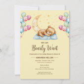 スリーピー テディベア ムーンベイビー シャワーパーティー 招待状 (正面)