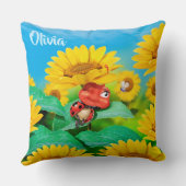 スリーピー·ラディバグ&ヒマワリ、カスタムスロークッション クッション (裏面)