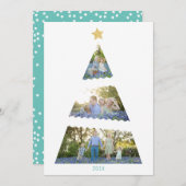 スリーフォトクリスマスツリーモダンホリデーカード シーズンカード (正面/裏面)