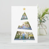 スリーフォトクリスマスツリーモダンホリデーカード シーズンカード (スタンド正面)