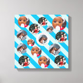 スリーフォトブパーソナライズされたルーストライプルFABクリスマス キャンバスプリント (正面)