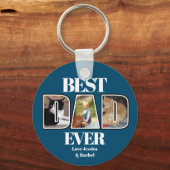 スリーフォト最高のパパエバー名前をカスタムするキーチェーン キーホルダー (正面)