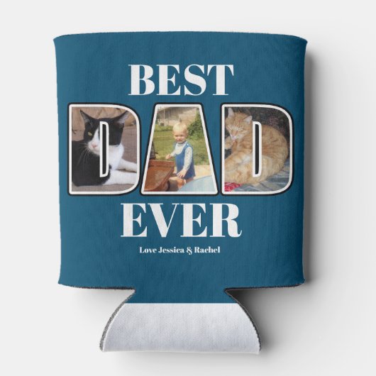 スリーフォト最高のパパエバー名前をカスタムするクーラーボックス 缶クーラー (裏面)