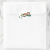 スリーフールオンザツリーブランチかわいいスケッチ ラウンドシール (バッグ)