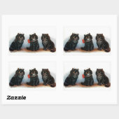 スリーブラックキャッツヴィンテージイラストレーションルイワーイン 長方形シール (シート)