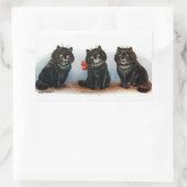 スリーブラックキャッツヴィンテージイラストレーションルイワーイン 長方形シール (バッグ)