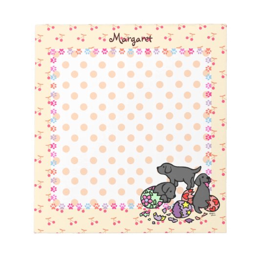 スリーブラックラブラドール子犬マンガ ノートパッド (正面)