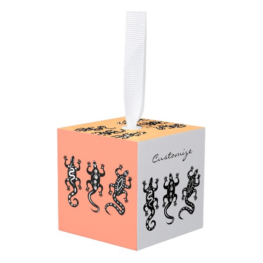 スリーブラックリザードサンダー_コーブサウスウエストスタイル キューブオーナメント (正面アングル)