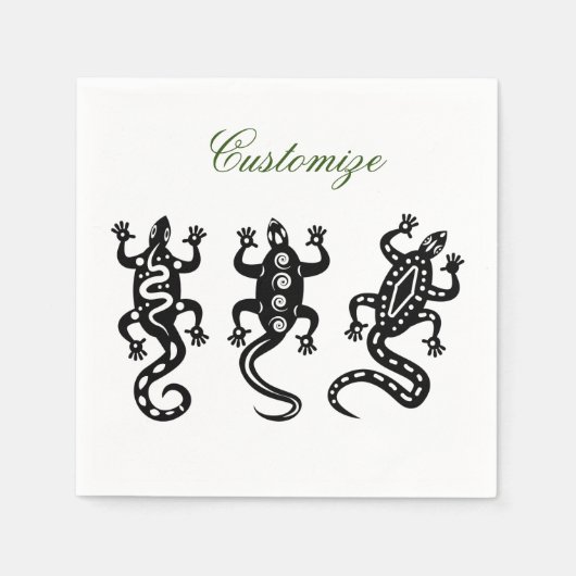 スリーブラックリザードサンダー_コーブサウスウエストスタイル スタンダードカクテルナプキン (正面)