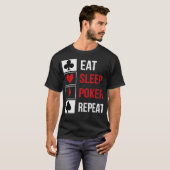 スリープおもしろい食べトランプのポーカーリピーターデザイン Tシャツ (正面フル)