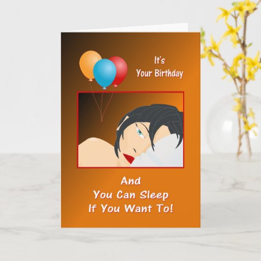 スリープもししたいおもしろい誕生日 カード (黄色い花)