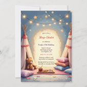 スリープアンダーキュートコージー屋内パーティー誕生日 招待状 (正面)