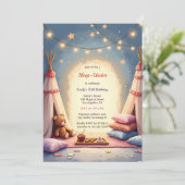 スリープアンダーキュートコージー屋内パーティー誕生日 招待状 (スタンド正面)