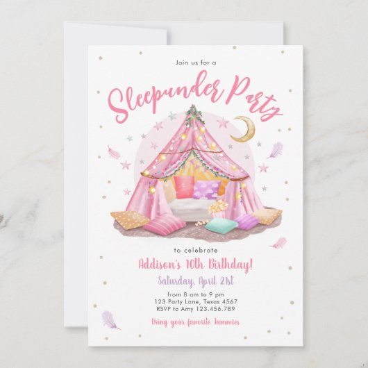 スリープアンダースランバームービーナイト誕生日 招待状 (正面)