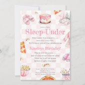スリープアンダーピザパーティーガールズ誕生日 招待状 (正面)
