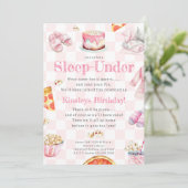 スリープアンダーピザパーティーガールズ誕生日 招待状 (スタンド正面)