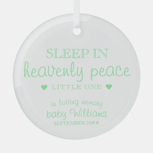 スリープインヘブンリーピースミントベビーロス記憶 ガラスオーナメント (正面)