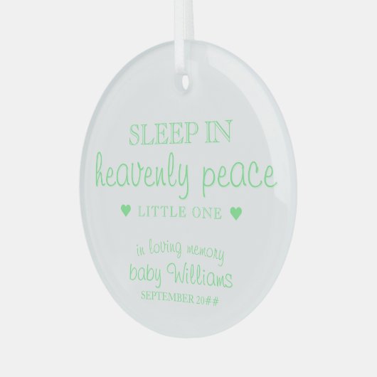 スリープインヘブンリーピースミントベビーロス記憶 ガラスオーナメント (正面左)
