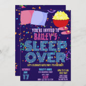 スリープオーバーバースデーパーティカスタムー 招待状 (正面/裏面)