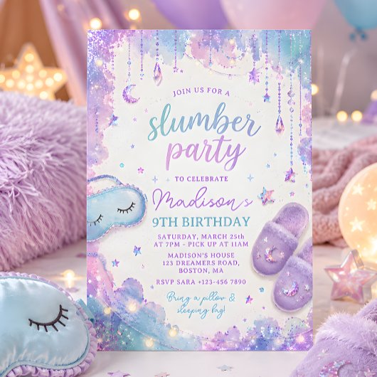スリープオーバー 誕生日会 ティーン/ティーン向け 招待状