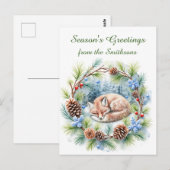 スリープキツネインウィンターリースホリデイ ポストカード (正面/裏面)