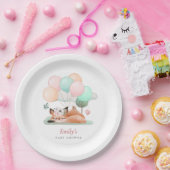 スリープキツネバルーン名ピンク赤ちゃんシャワー ペーパープレート (パーティー)