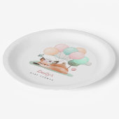 スリープキツネバルーン名ピンク赤ちゃんシャワー ペーパープレート (アングル)