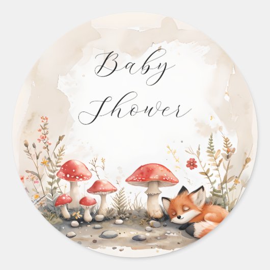 スリープキツネ封筒用シール ラウンドシール (正面)