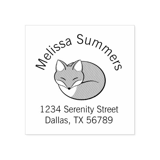 スリープキツネ、エッチングされたアーチアドレス ラバースタンプ (インプリント)