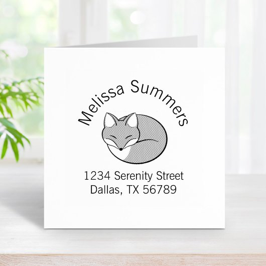 スリープキツネ、エッチングされたアーチアドレス ラバースタンプ