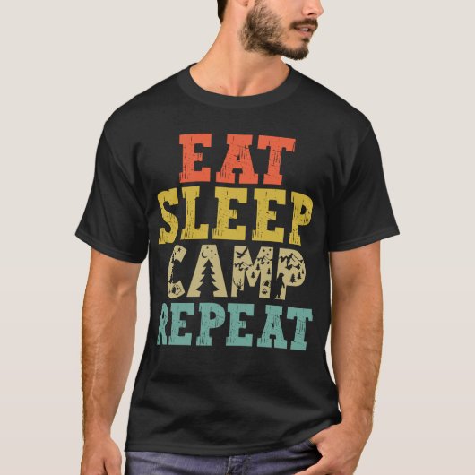 スリープキャンプリピ食べートキャンピング恋人 Tシャツ (正面)