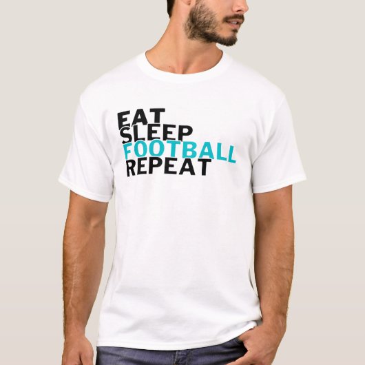 スリープサッカー食べリピーターサッカー愛好家 Tシャツ (正面)