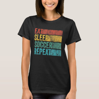 スリープサッカー食べリピートサッカースポーツプレーヤーヴィンタグ Tシャツ