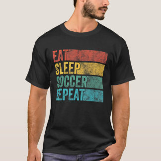 スリープサッカー食べリピートサッカースポーツプレーヤーヴィンタグ Tシャツ