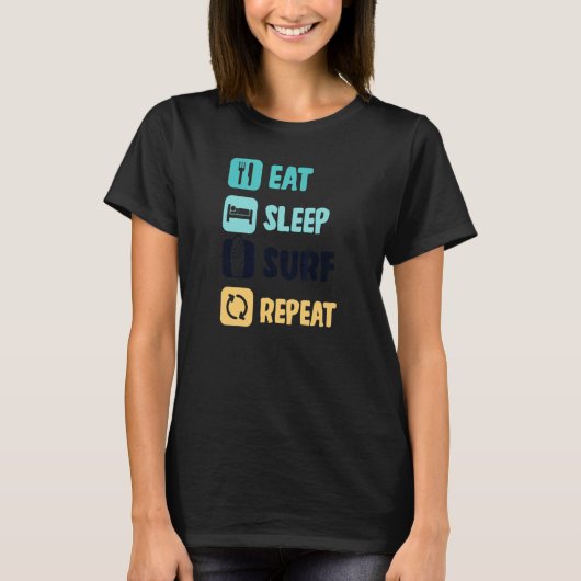 スリープサーフ食べリプレースサーファー Tシャツ (正面)