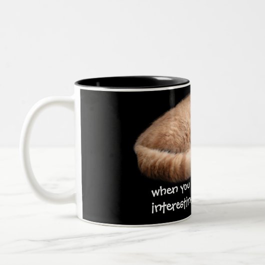 スリープジンジャーキャッおもしろいトウェイクミー引用文 ツートーンマグカップ (左)