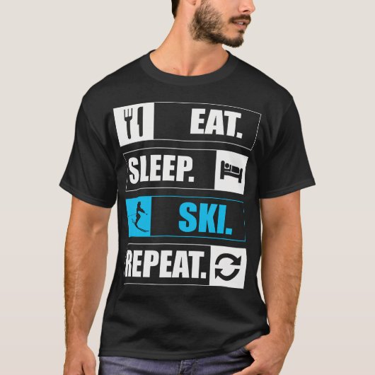 スリープスキーリピートスノーファン Tシャツ (正面)