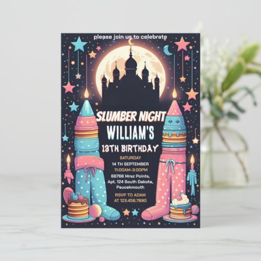 スリープスタースリープバースランバーパーティー13th誕生日 招待状 (スタンド正面)