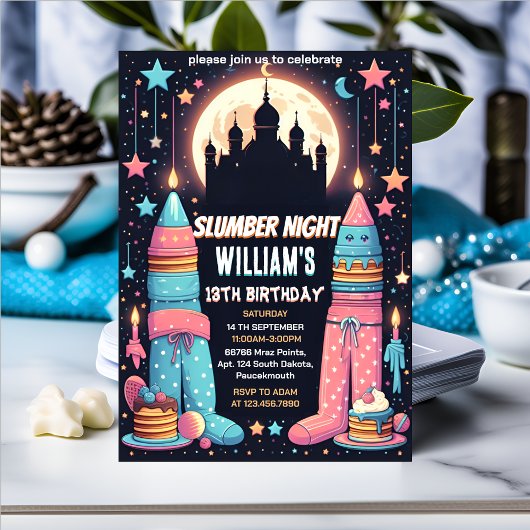 スリープスタースリープバースランバーパーティー13th誕生日 招待状
