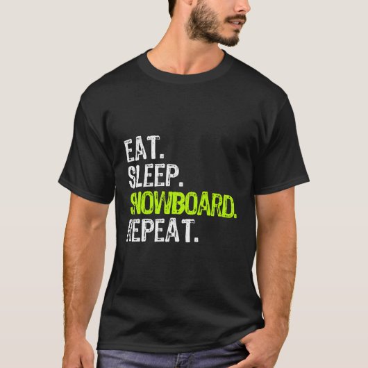 スリープスノーボ食べードリプレーススノーボーダースノーボーディング Tシャツ (正面)