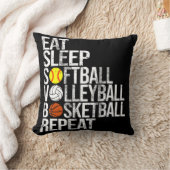 スリープソフトボ食べールバレーボールバスケットボールRepeat Fu クッション (ブランケット)