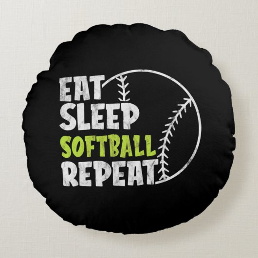 スリープソフトボ食べールリピーター可愛いヴィンテージソフトボール ラウンドクッション (正面)