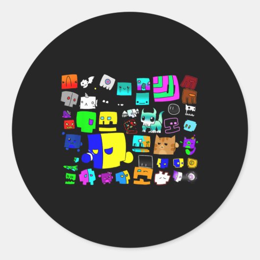 スリープダッシュ繰り返しビデオゲームジオメトリビデオゲーマー ラウンドシール (正面)